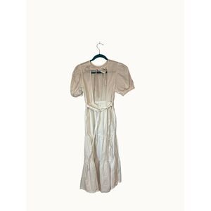 Influence white Tiered Midi Dress Cutout Back Puff Sleeve Size 10UK US6